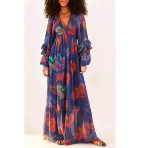 Farm Rio Shiny Hearts Maxi Dress